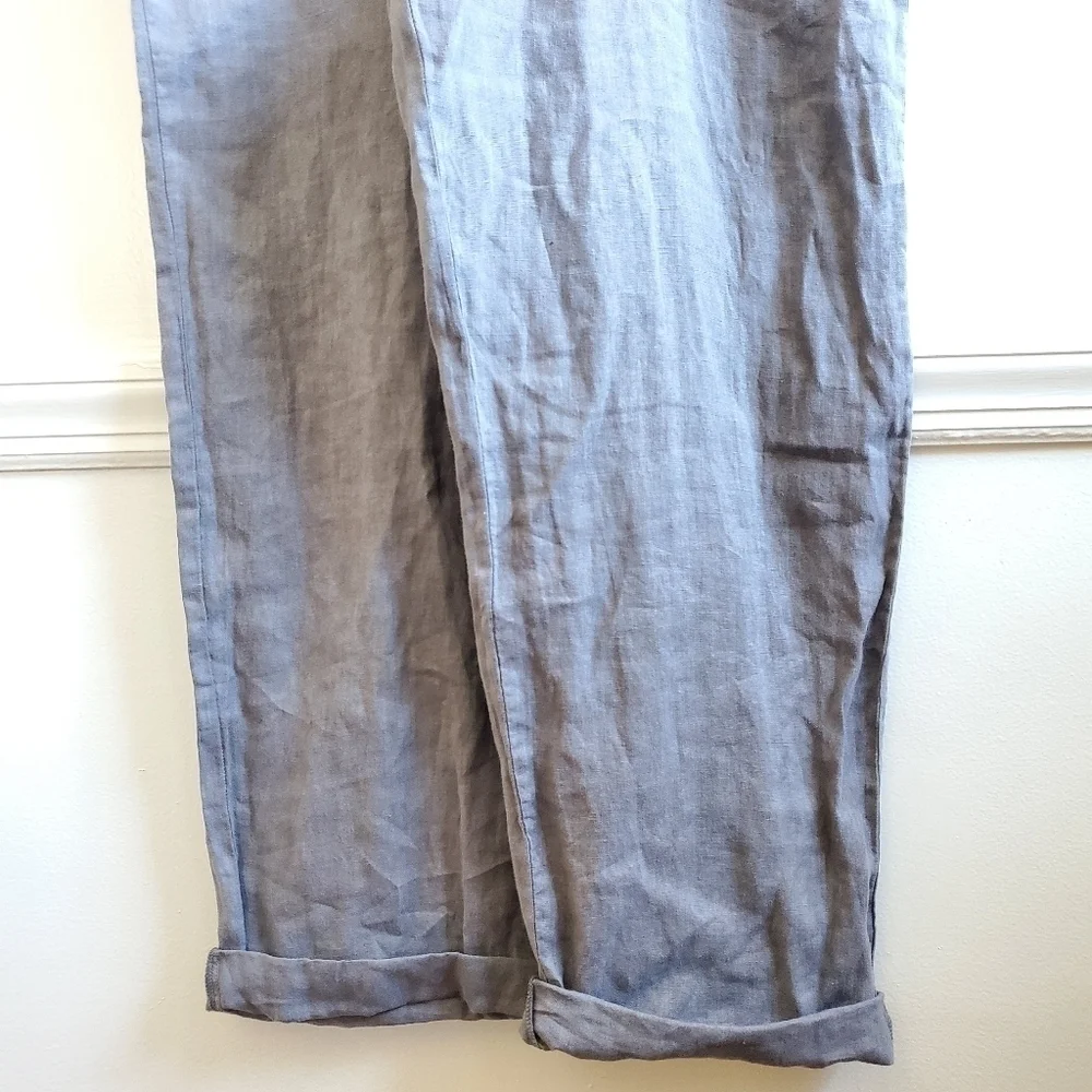 Zara 100% Linen Front Pocket Grey Boiler Jumpsuit  Onesie NWT Size Small